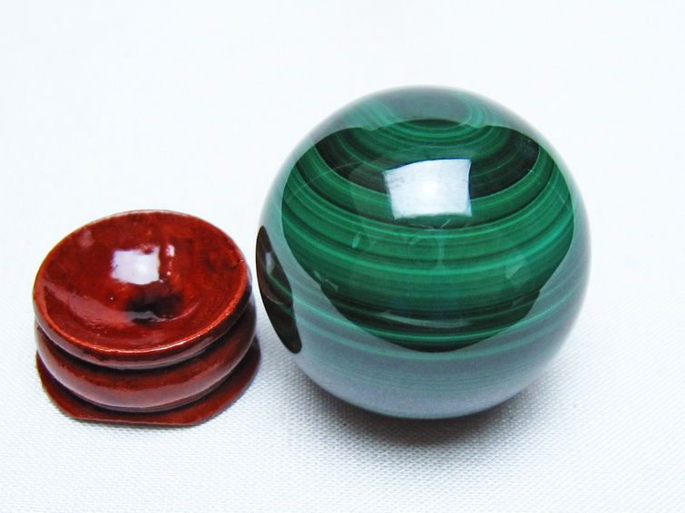 マラカイト 丸玉 35mm スフィア 置物 一点物 141-8369