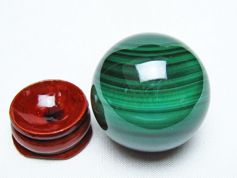 マラカイト 丸玉 35mm スフィア 置物 一点物 141-8370