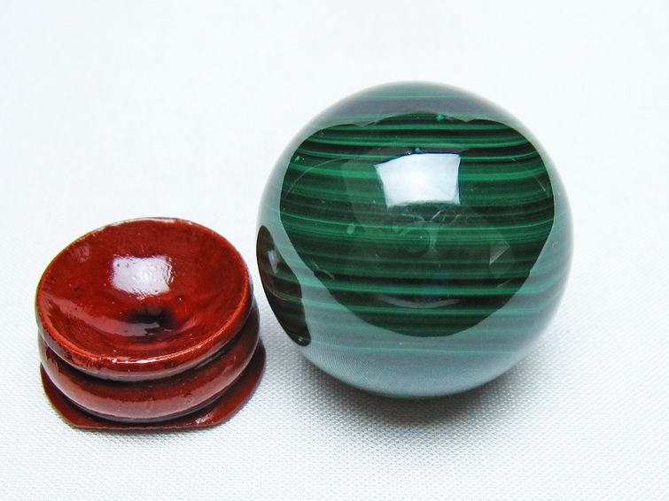 マラカイト 丸玉 34mm スフィア 置物 一点物 141-8372