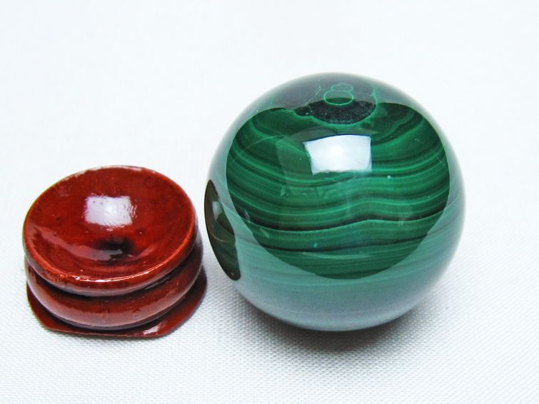 マラカイト 丸玉 34mm スフィア 置物 一点物 141-8373