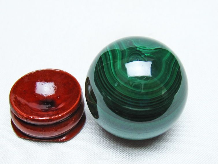 マラカイト 丸玉 32mm スフィア 置物 一点物 141-8384