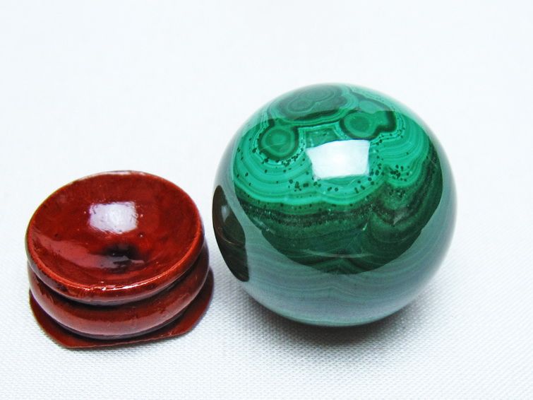 マラカイト 丸玉 32mm スフィア 置物 一点物 141-8385