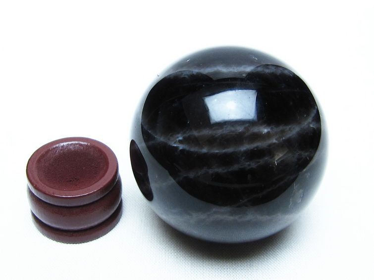 モリオン 丸玉 48mm 黒水晶 スフィア 置物 原石 一点物 141-8388