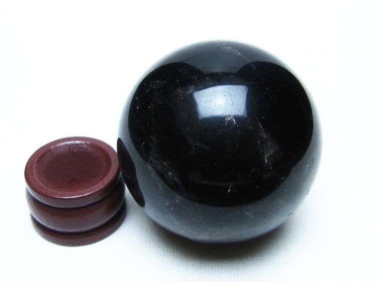 モリオン 丸玉 47mm 黒水晶 スフィア 置物 原石 一点物 141-8395