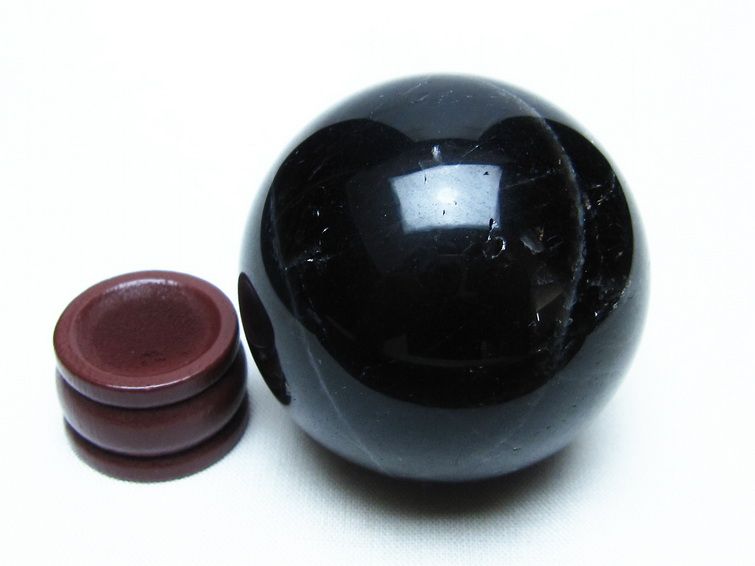 モリオン 丸玉 49mm 黒水晶 スフィア 置物 原石 一点物 141-8396
