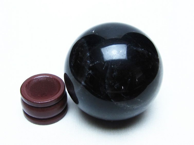 モリオン 丸玉 49mm 黒水晶 スフィア 置物 原石 一点物 141-8399