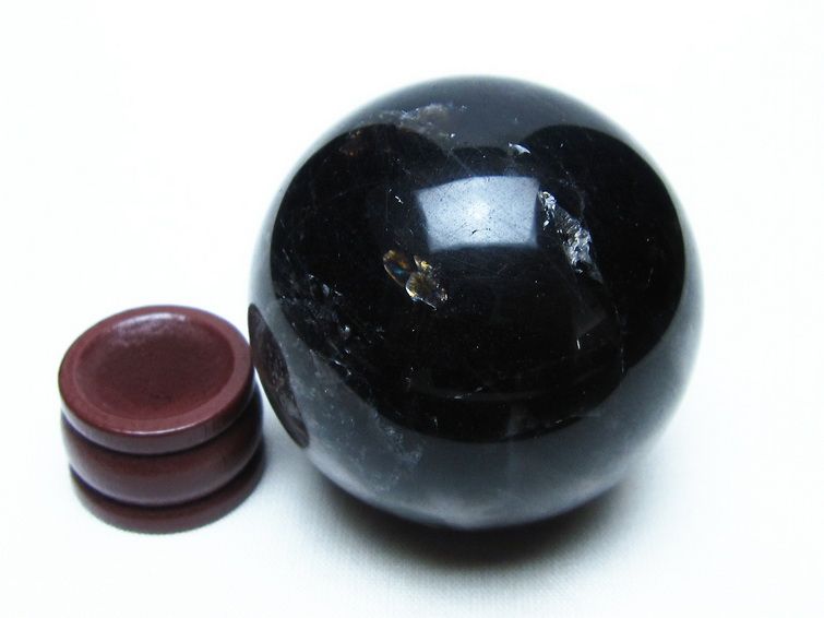 モリオン 丸玉 50mm 黒水晶 スフィア 置物 原石 一点物 141-8401