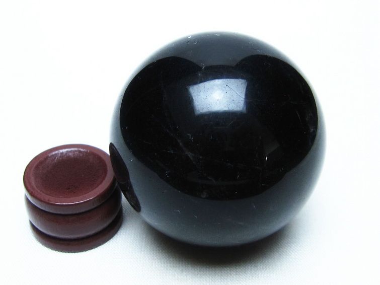モリオン 丸玉 50mm 黒水晶 スフィア 置物 原石 一点物 141-8416