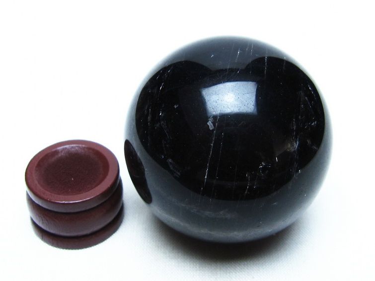 モリオン 丸玉 49mm 黒水晶 スフィア 置物 原石 一点物 141-8435