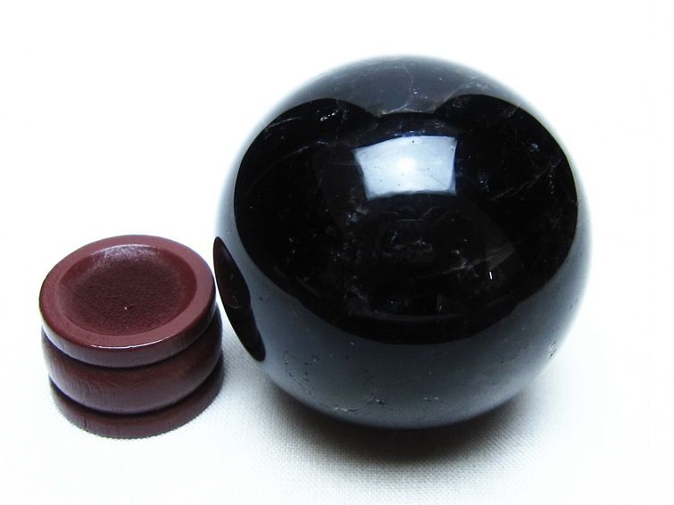 黒水晶 丸玉 47mm モリオン スフィア 置物 原石 一点物 141-8441