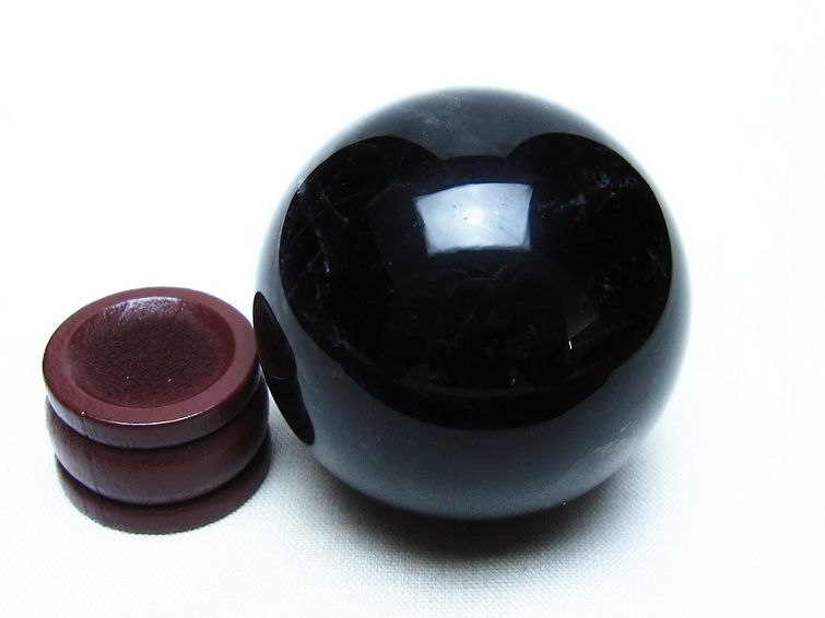 黒水晶 丸玉 45mm モリオン スフィア 置物 原石 一点物 141-8445