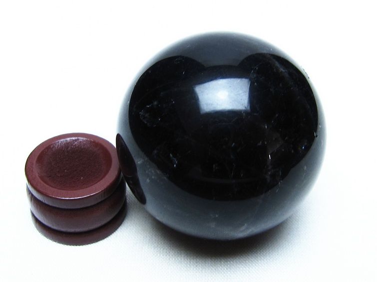 黒水晶 丸玉 48mm モリオン スフィア 置物 原石 一点物 141-8446
