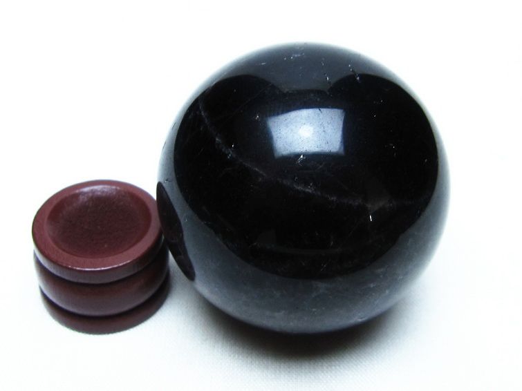 黒水晶 丸玉 48mm モリオン スフィア 置物 原石 一点物 141-8447