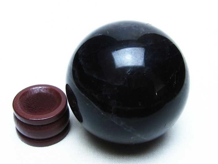 黒水晶 丸玉 50mm モリオン スフィア 置物 原石 一点物 141-8458
