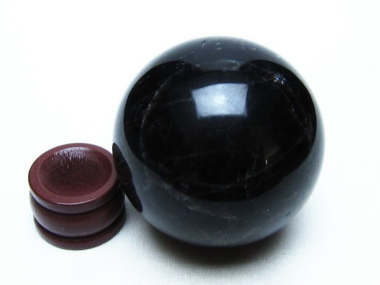 黒水晶 丸玉 50mm モリオン スフィア 置物 原石 一点物 141-8459