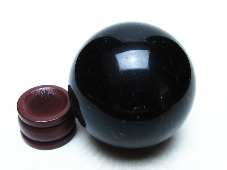 黒水晶 丸玉 50mm モリオン スフィア 置物 原石 一点物 141-8460