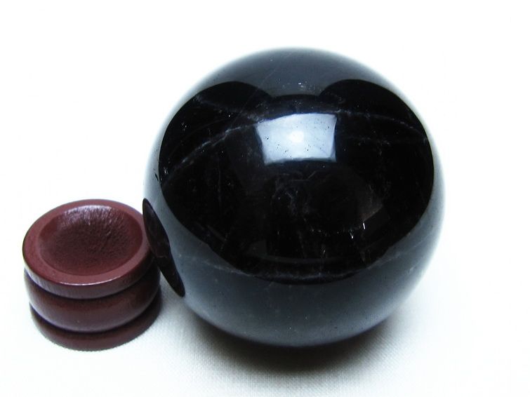 黒水晶 丸玉 51mm モリオン スフィア 置物 原石 一点物 141-8461