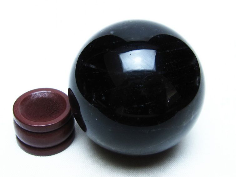黒水晶 丸玉 51mm モリオン スフィア 置物 原石 一点物 141-8463