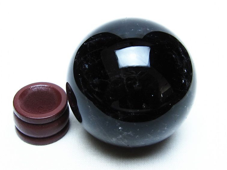 黒水晶 丸玉 52mm モリオン スフィア 置物 原石 一点物 141-8465