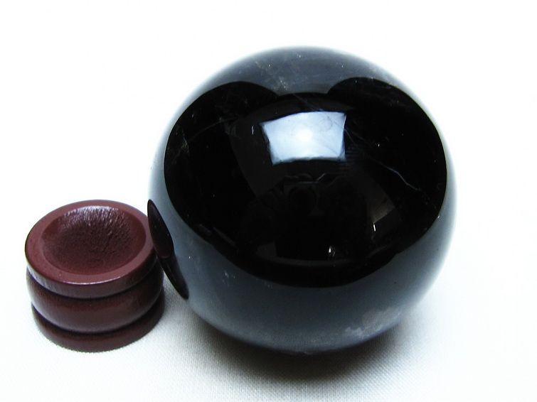 黒水晶 丸玉 51mm モリオン スフィア 置物 原石 一点物 141-8474