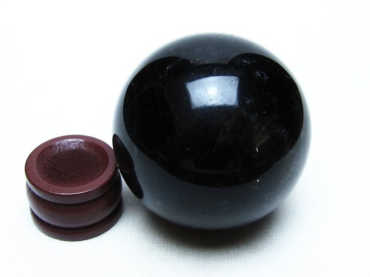 黒水晶 丸玉 48mm モリオン スフィア 置物 原石 一点物 141-8480