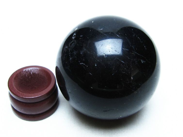 黒水晶 丸玉 48mm モリオン スフィア 置物 原石 一点物 141-8481