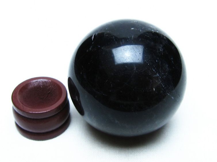 黒水晶 丸玉 47mm モリオン スフィア 置物 原石 一点物 141-8482