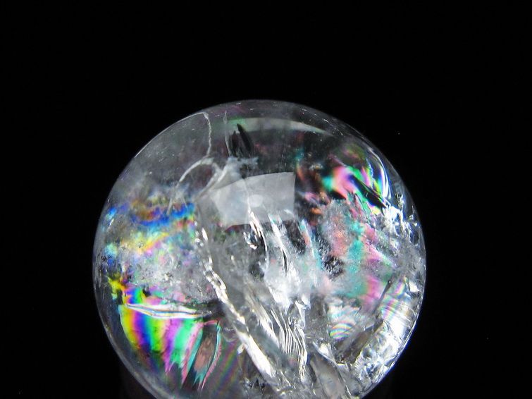 アイリスクォーツ 水晶 丸玉 虹入り 25mm スフィア 水晶玉 置物 原石 一点物 141-8486