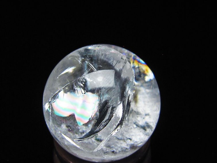 アイリスクォーツ 水晶 丸玉 虹入り 25mm スフィア 水晶玉 置物 原石 一点物 141-8487