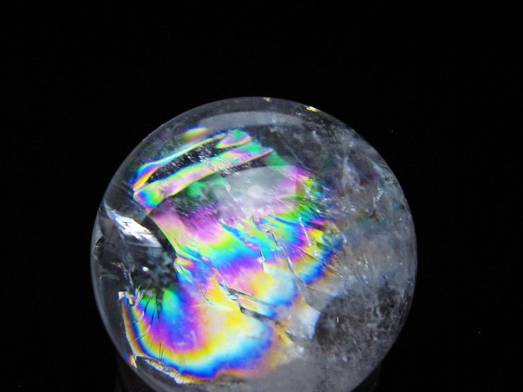 アイリスクォーツ 水晶 丸玉 虹入り 25mm スフィア 水晶玉 置物 原石 一点物 141-8488