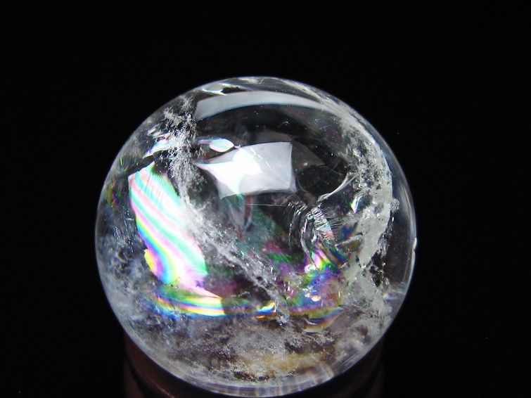 アイリスクォーツ 水晶 丸玉 虹入り 25mm スフィア 水晶玉 置物 原石 一点物 141-8490