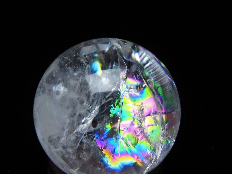 アイリスクォーツ 水晶 丸玉 虹入り 26mm スフィア 水晶玉 置物 原石 一点物 141-8499