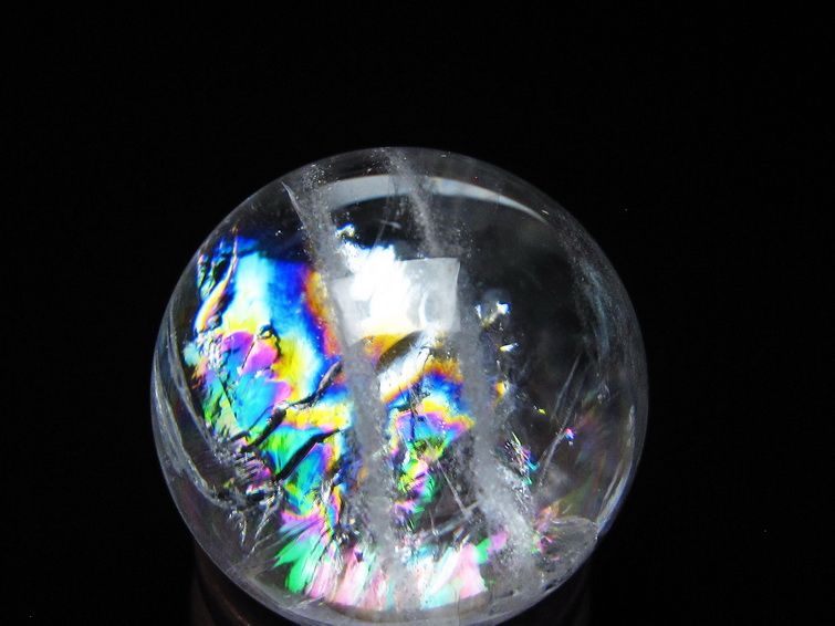 アイリスクォーツ 水晶 丸玉 虹入り 26mm スフィア 水晶玉 置物 原石 一点物 141-8501
