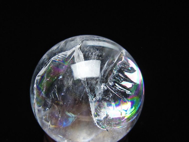 アイリスクォーツ 水晶 丸玉 虹入り 28mm スフィア 水晶玉 置物 原石 一点物 141-8514