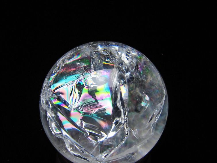 アイリスクォーツ 水晶 丸玉 虹入り 28mm スフィア 水晶玉 置物 原石 一点物 141-8520
