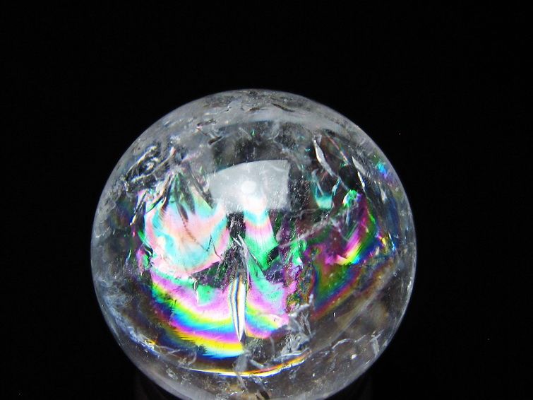アイリスクォーツ 水晶 丸玉 虹入り 28mm スフィア 水晶玉 置物 原石 一点物 141-8522