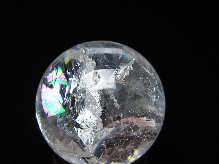 アイリスクォーツ 水晶 丸玉 虹入り 28mm スフィア 水晶玉 置物 原石 一点物 141-8523