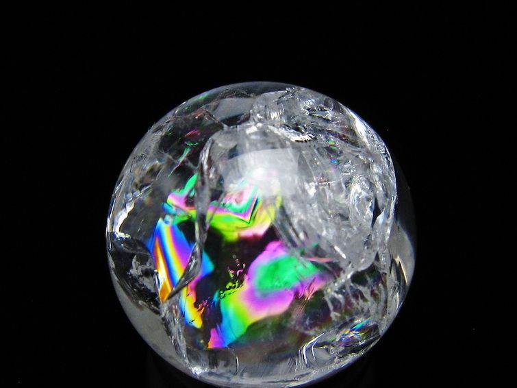 アイリスクォーツ 水晶 丸玉 虹入り 28mm スフィア 水晶玉 置物 原石 一点物 141-8524