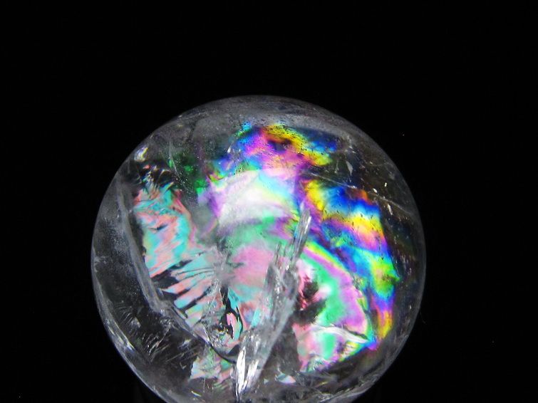 アイリスクォーツ 水晶 丸玉 虹入り 28mm スフィア 水晶玉 置物 原石 一点物 141-8526
