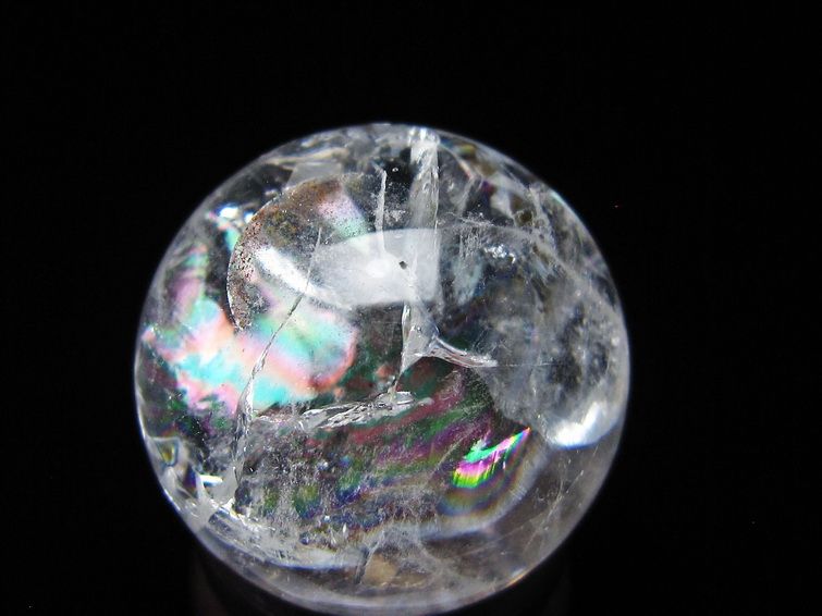 アイリスクォーツ 水晶 丸玉 虹入り 27mm スフィア 水晶玉 置物 原石 一点物 141-8534