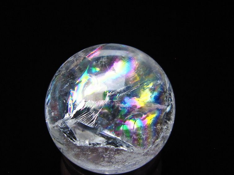 アイリスクォーツ 水晶 丸玉 虹入り 27mm スフィア 水晶玉 置物 原石 一点物 141-8535