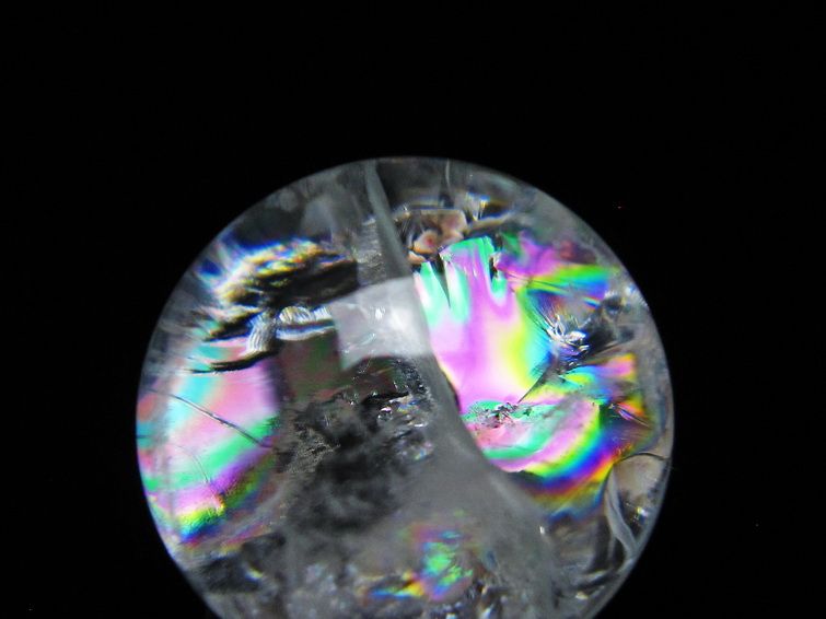 アイリスクォーツ 水晶 丸玉 虹入り 27mm スフィア 水晶玉 置物 原石 一点物 141-8540