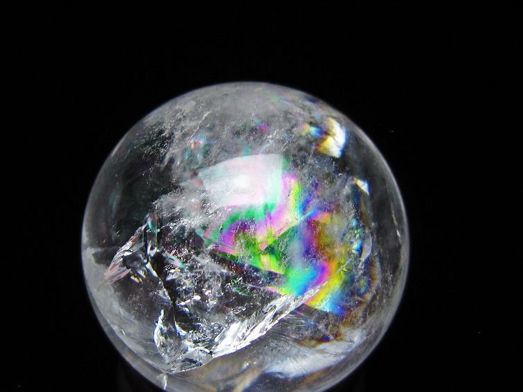 アイリスクォーツ 水晶 丸玉 虹入り 27mm スフィア 水晶玉 置物 原石 一点物 141-8541