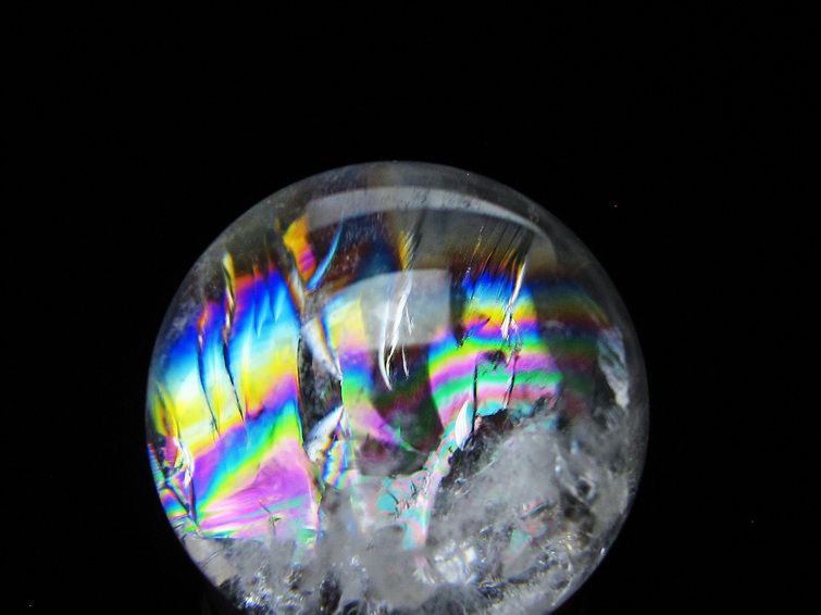アイリスクォーツ 水晶 丸玉 虹入り 26mm スフィア 水晶玉 置物 原石 一点物 141-8545