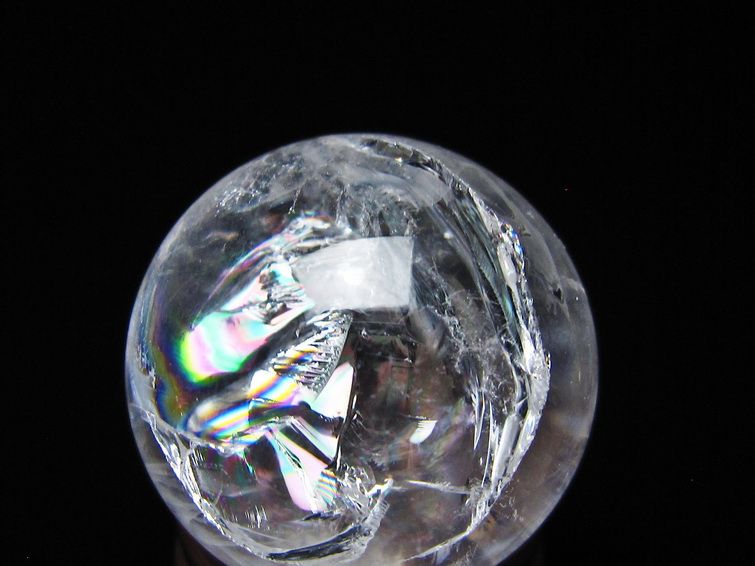 アイリスクォーツ 水晶 丸玉 虹入り 26mm スフィア 水晶玉 置物 原石 一点物 141-8546