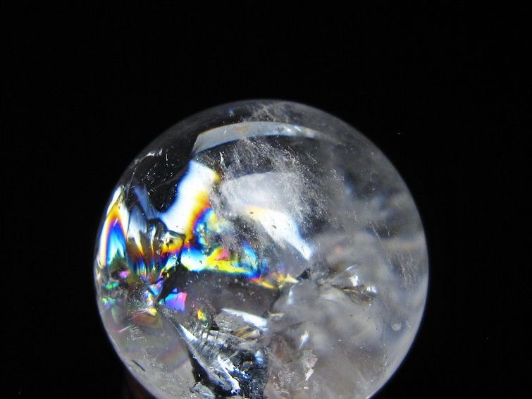アイリスクォーツ 水晶 丸玉 虹入り 26mm スフィア 水晶玉 置物 原石 一点物 141-8548