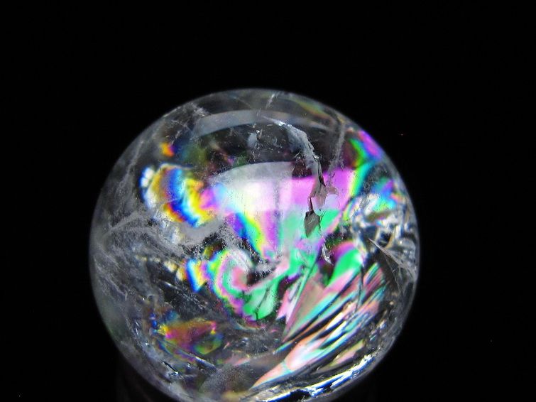 アイリスクォーツ 水晶 丸玉 虹入り 26mm スフィア 水晶玉 置物 原石 一点物 141-8550