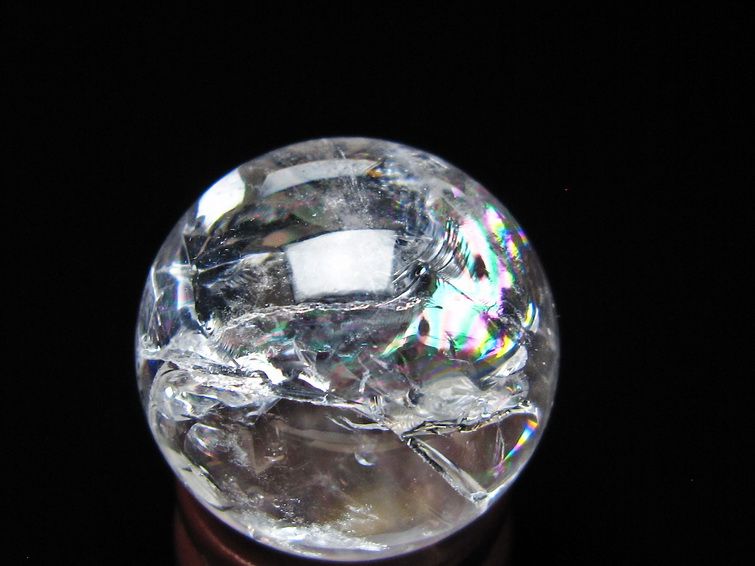 アイリスクォーツ 水晶 丸玉 虹入り 26mm スフィア 水晶玉 置物 原石 一点物 141-8552