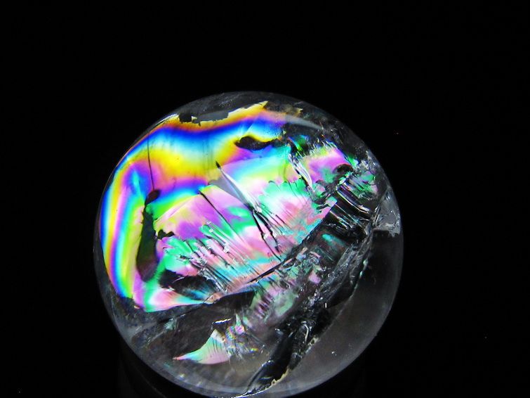 アイリスクォーツ 水晶 丸玉 虹入り 26mm スフィア 水晶玉 置物 原石 一点物 141-8553