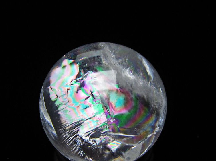 アイリスクォーツ 水晶 丸玉 虹入り 26mm スフィア 水晶玉 置物 原石 一点物 141-8554